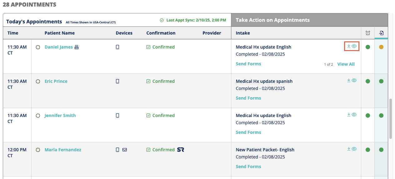 Download completed SR Intake forms