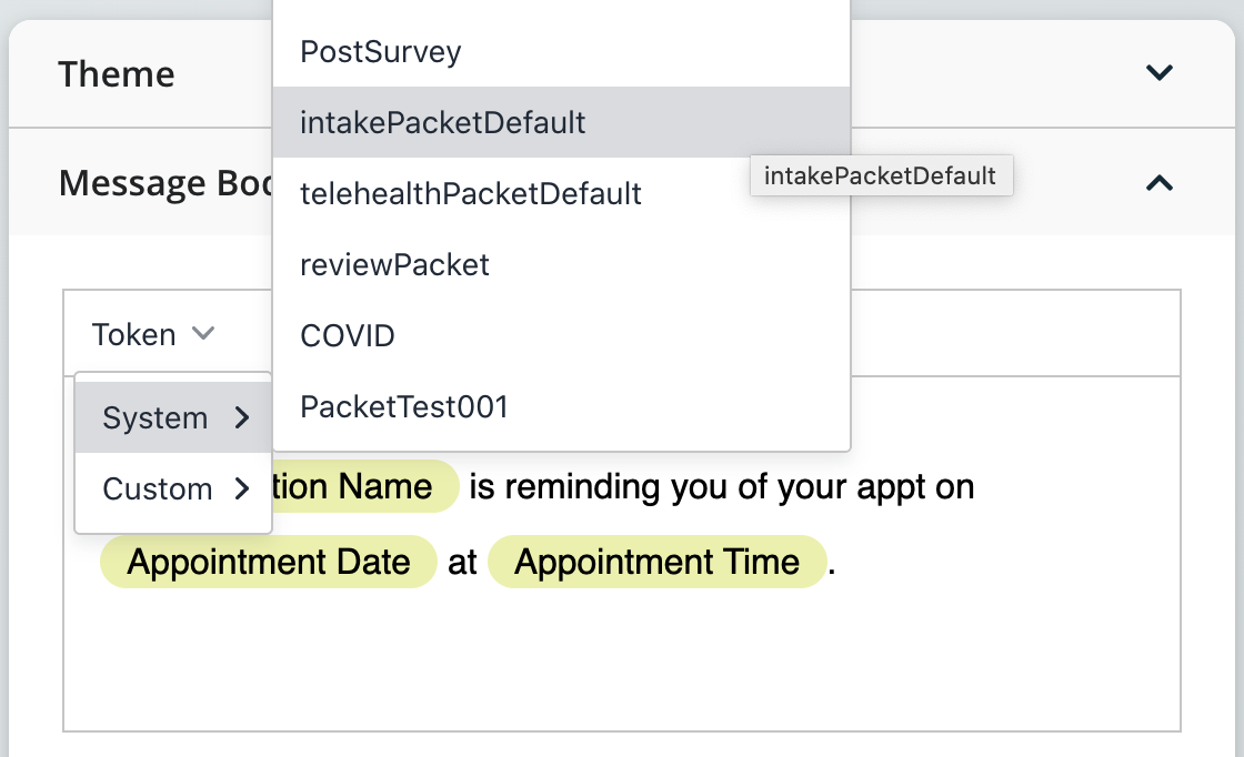 Add form tokens to reminder messages