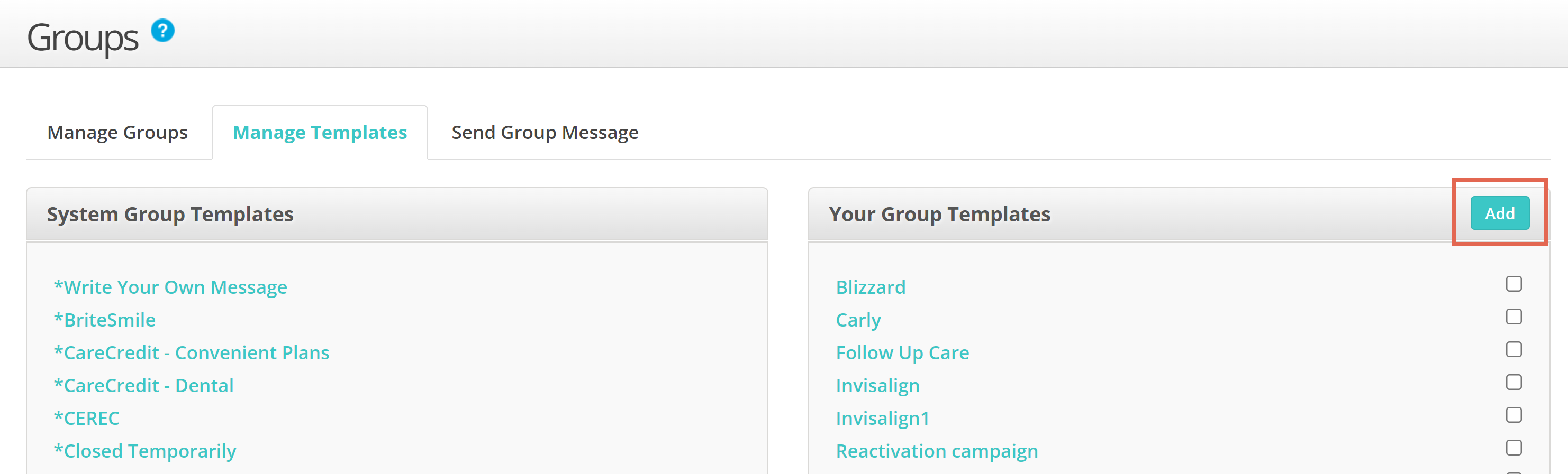 Create a new group messaging template