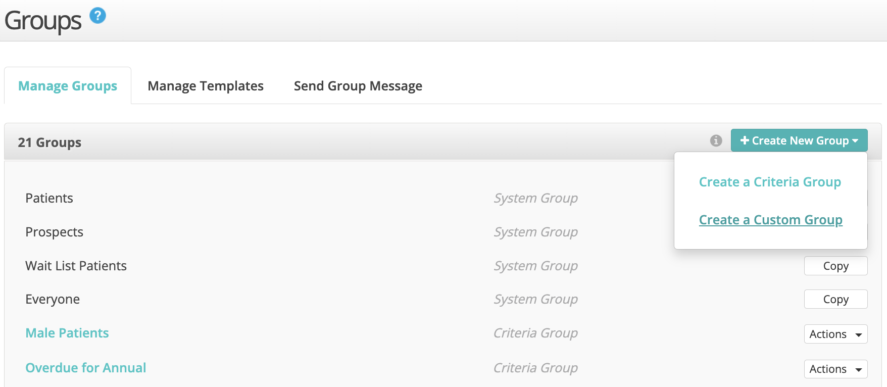 Create a custom group of patients