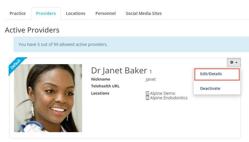 Add or update provider information