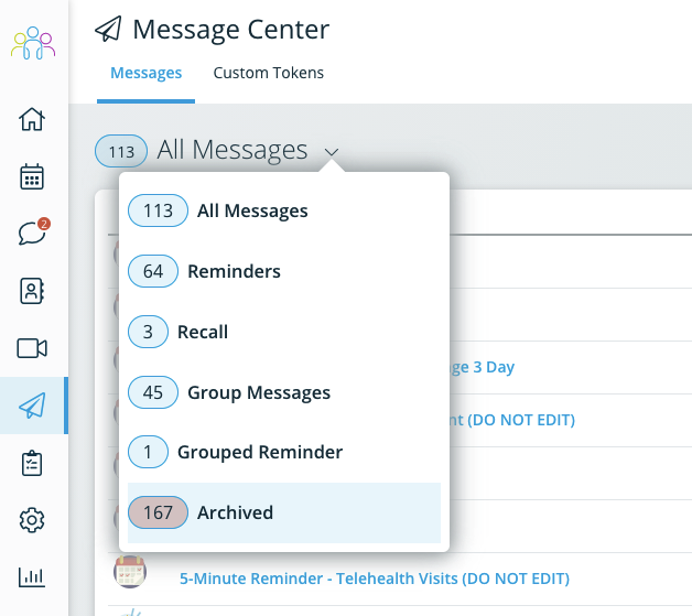Change the status of a message definition