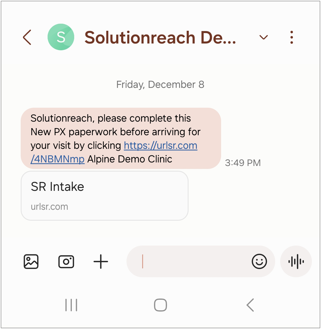 Send intake forms to a patient