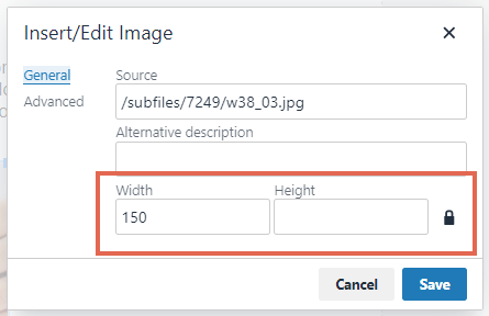 Resize an image in a newsletter