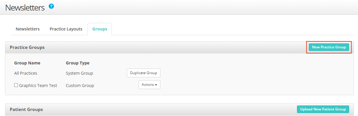 Create a practice group in Location Hub