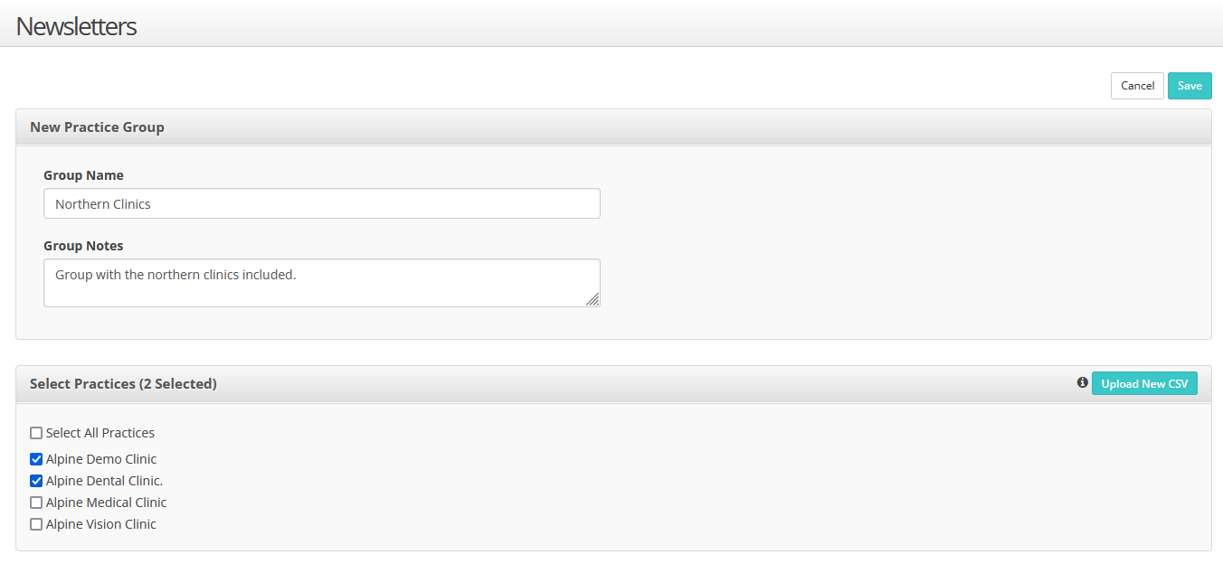 Create a practice group in Location Hub
