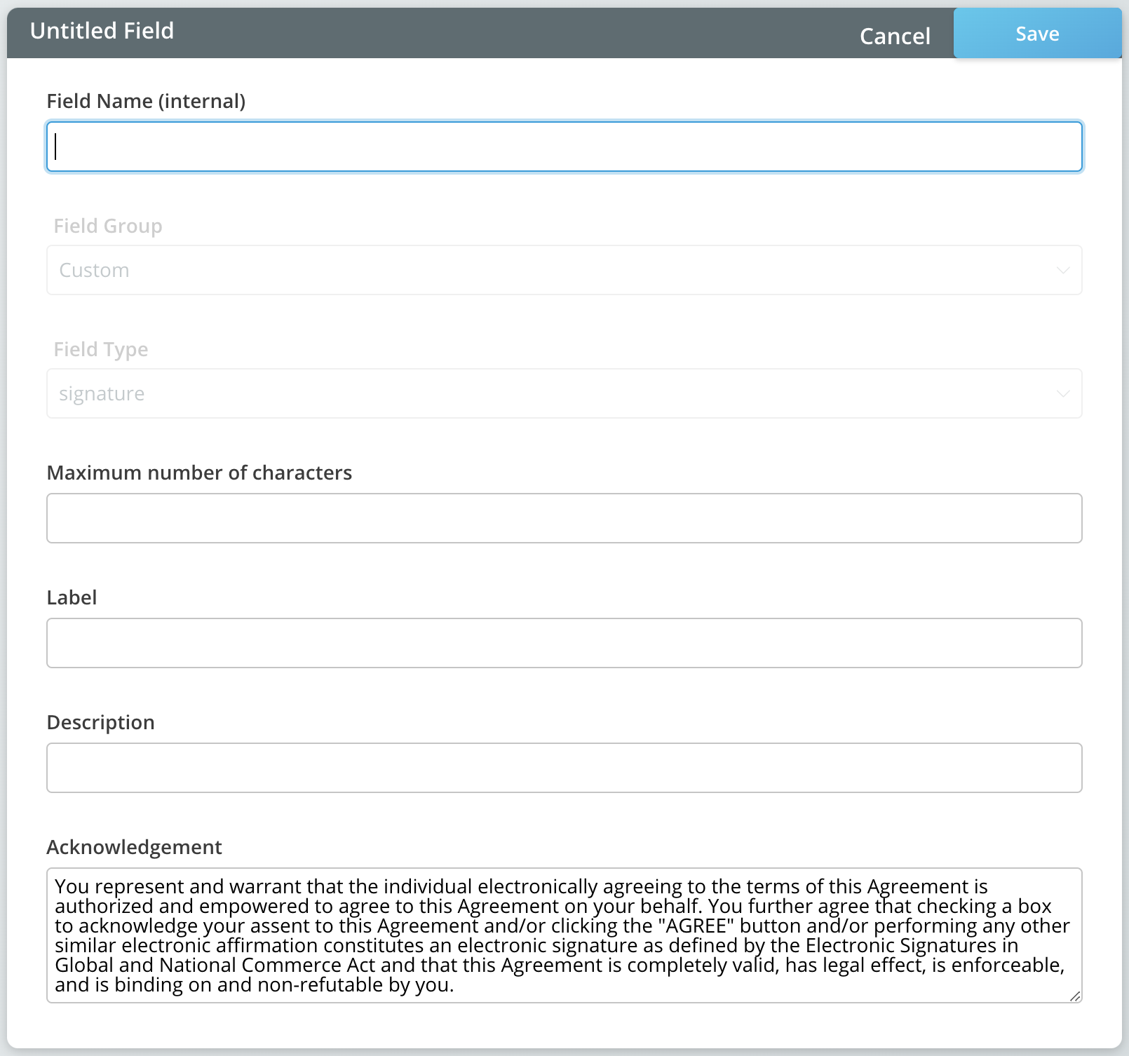 Create a custom form field in SR Health