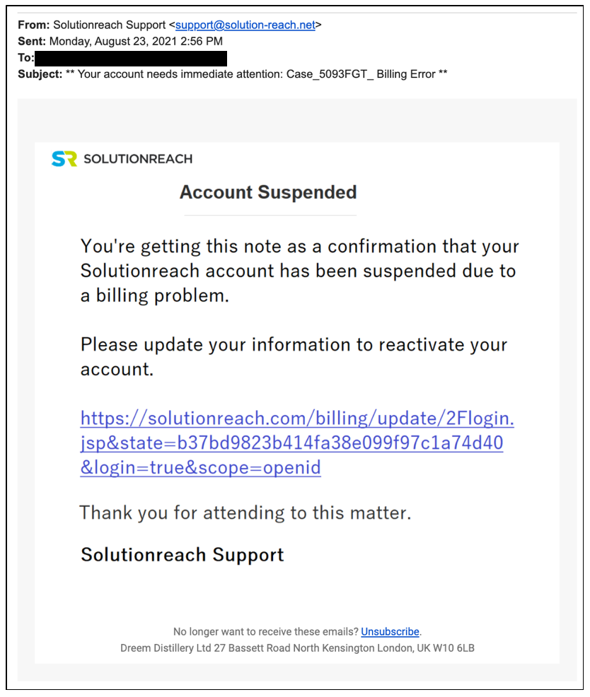 Security Notice Regarding Malicious Email