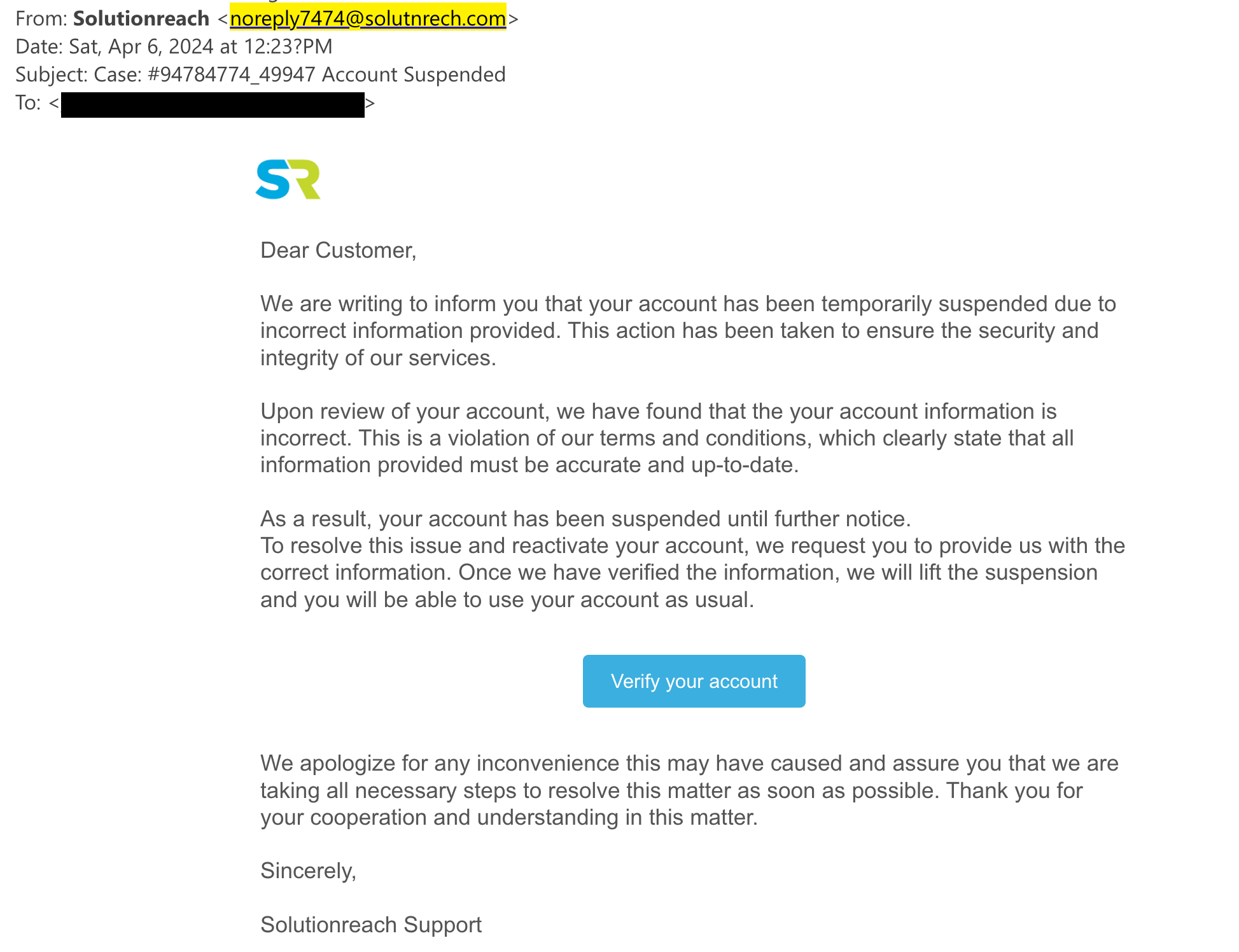 Security Notice Regarding Malicious Email