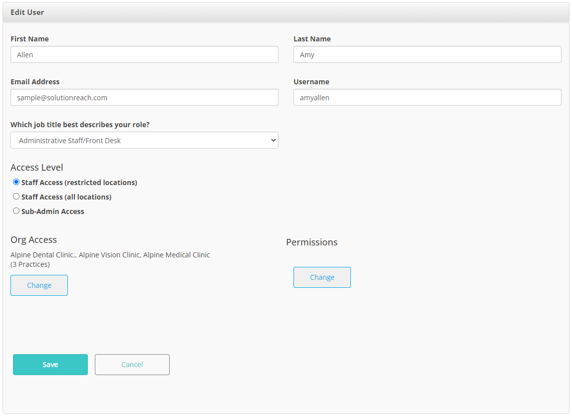 Adjust permissions for a Location Hub user