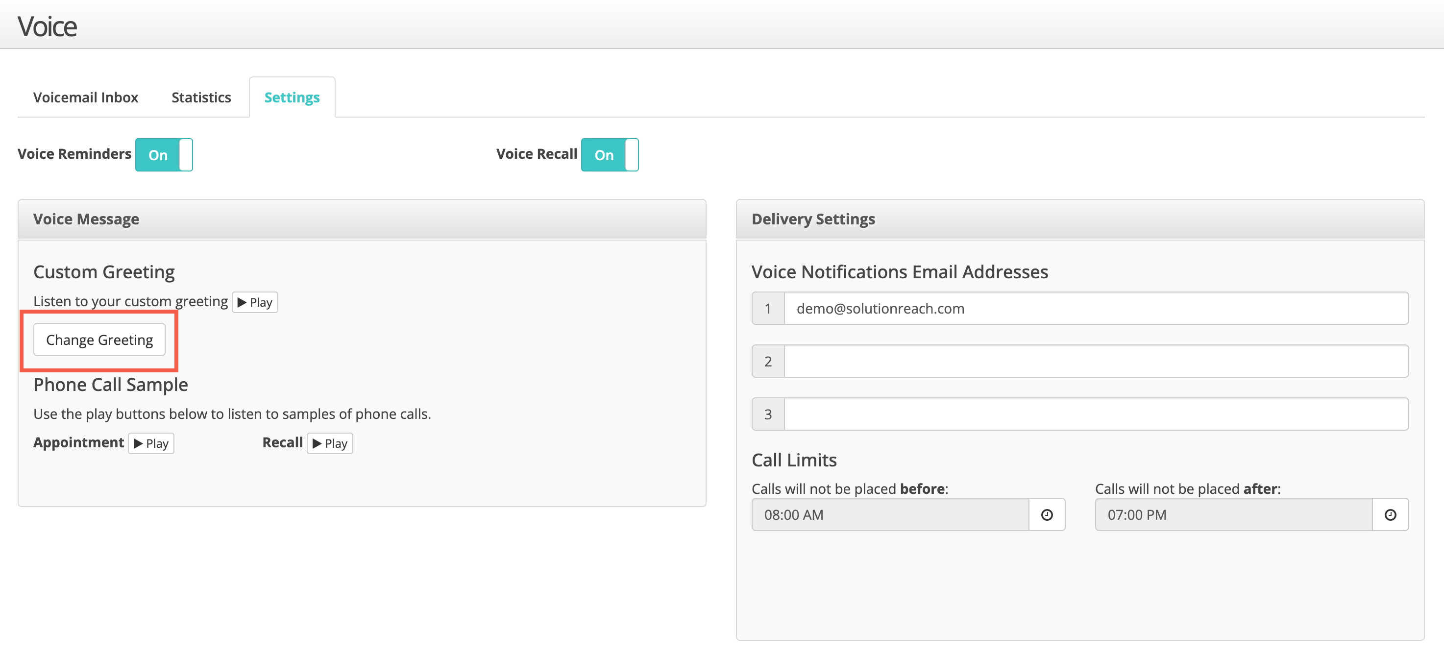 Record a new custom greeting for voice calls