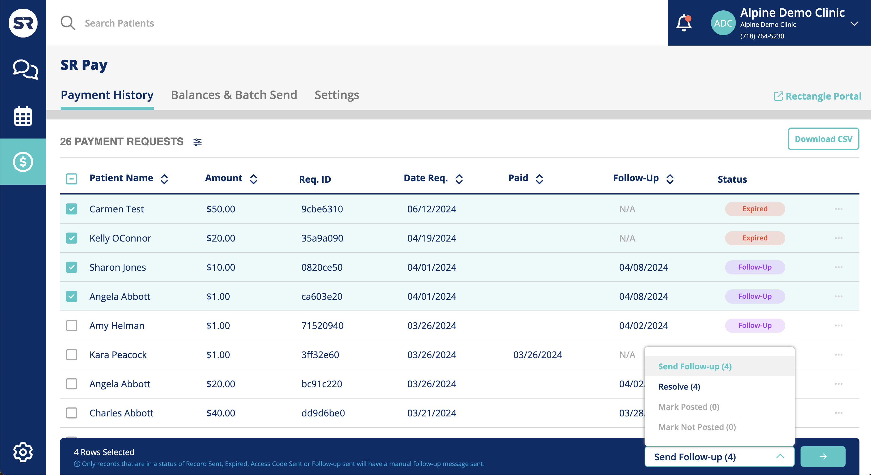 Send a follow-up payment request