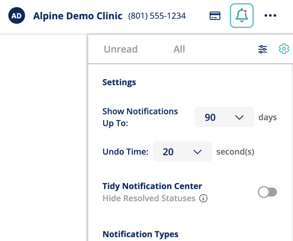 Manage settings for Notification Center